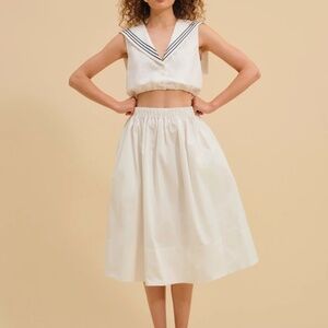 For Love and Lemons Marella Poplin Midi Skirt